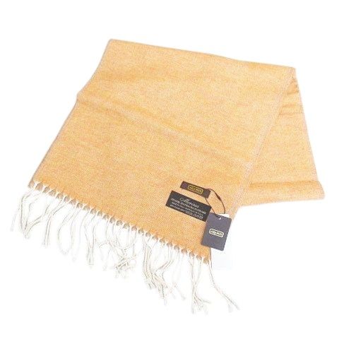 アラミス ARAMIS マフラー ストール F オレンジ系 イタリア製 フリンジ 毛 ウール 無地 タグ付