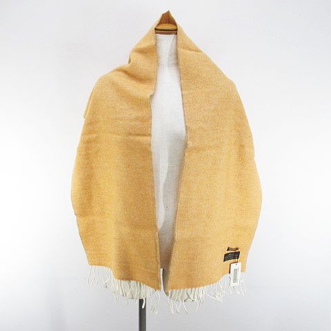  アラミス ARAMIS マフラー ストール F オレンジ系 イタリア製 フリンジ 毛 ウール 無地 タグ付 マフラー 小物