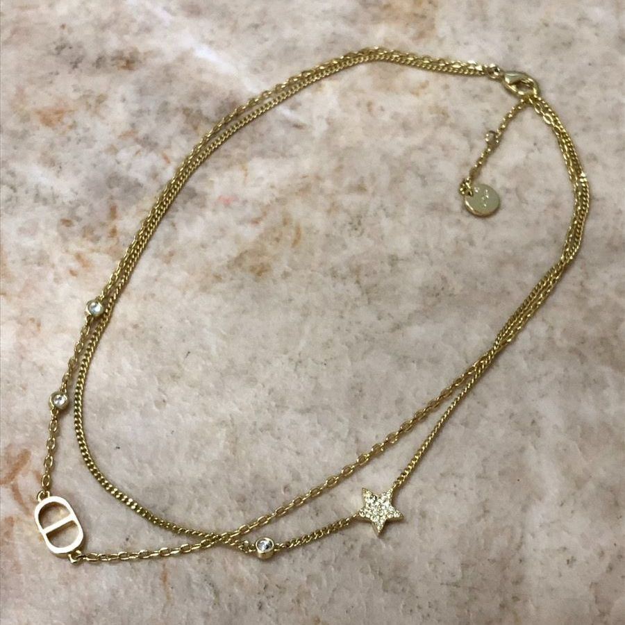 Dior ネックレス ゴールド ダブル CD レディース ダブルチェーン Dior ディオール CDロゴ ダブル チェーン ネックレス ゴールド - メルカリ