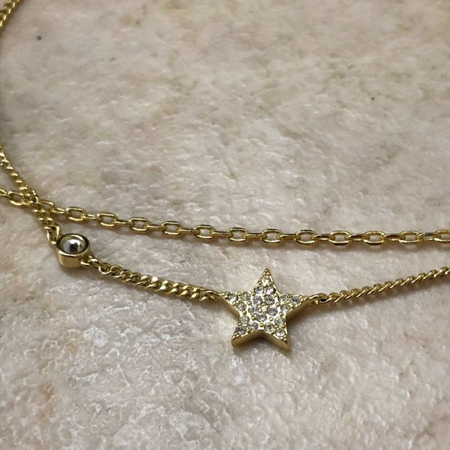 Dior ネックレス ゴールド ダブル CD レディース ダブルチェーン DIOR】PETIT CD ダブルチェーン ネックレス ☆CDロゴ＆星☆ (Dior