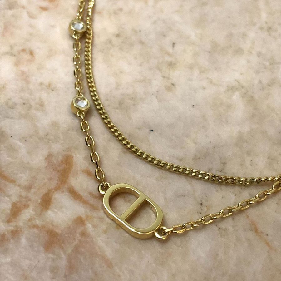 Dior ネックレス ゴールド ダブル CD レディース ダブルチェーン Dior ディオール CDロゴ ダブル チェーン ネックレス ゴールド - メルカリ
