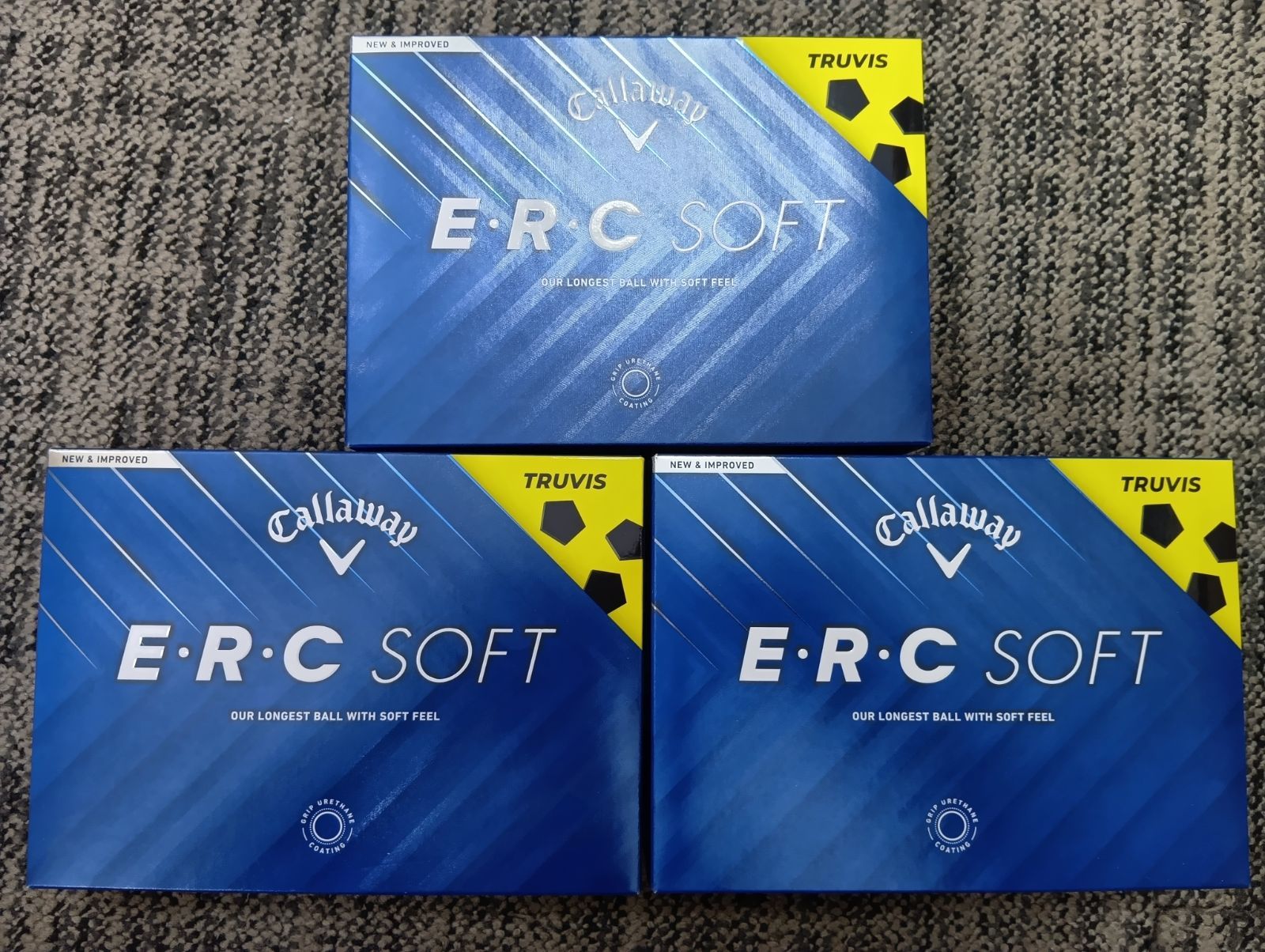 Ball 3ダースセット キャロウェイ E R C SOFT TRUVIS イエロー ブラック ゴルフボール Callaway ゴルフ モデル 日本