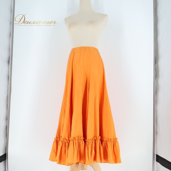 【美品 フラメンコ衣装】オレンジ ファルダ スカート ハイウエスト 青 ボランテ imgrc0071393211.jpg