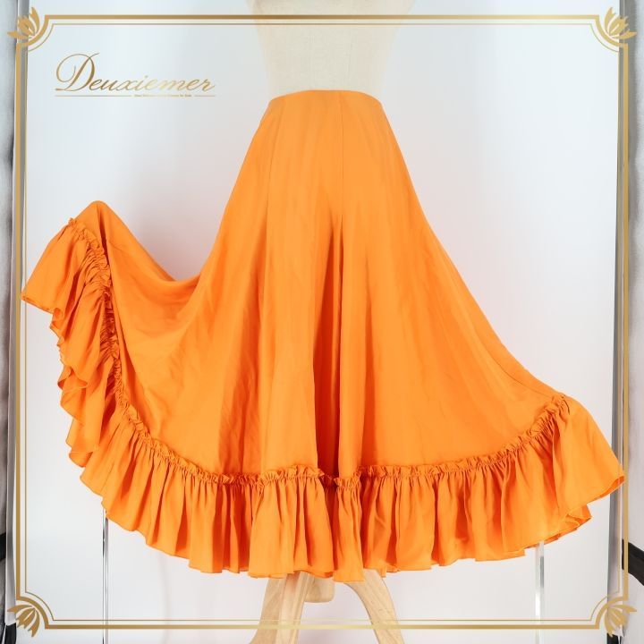 フラメンコ 衣装 ペチコート ファルダ スカート オレンジ ボランテ