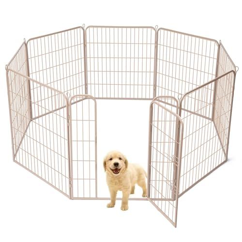 ペットサークル 犬 ペットフェンス サークルケージ ドア付き ダブルロック 小型犬用 中型犬用 折りたたみ式 簡単組み立て 工具不要 室内外兼用 高さ 80 cm グレージュmm d 9 682 a 8