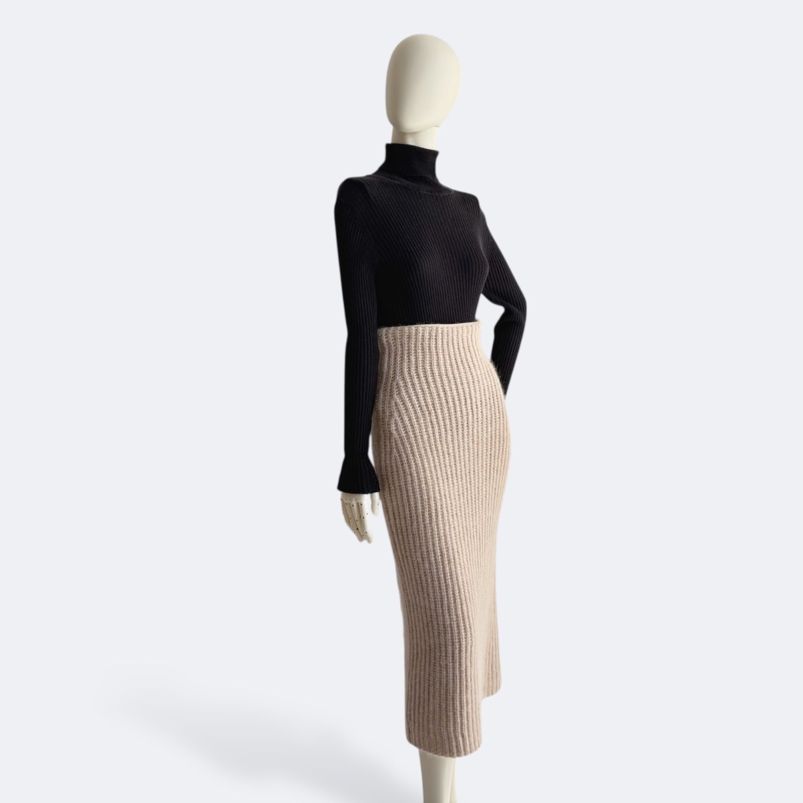 FENDI フェンディ ピンク ニットスカート ロング モヘア カシミヤ混