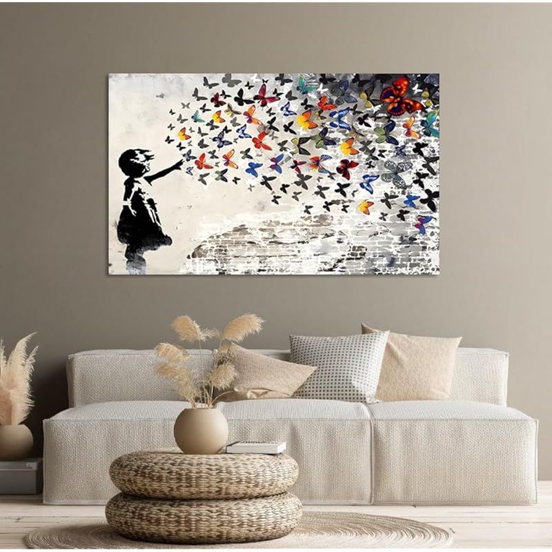 新品】 バンクシー 女の子 胡蝶 ポスター 絵画 アートパネル アート