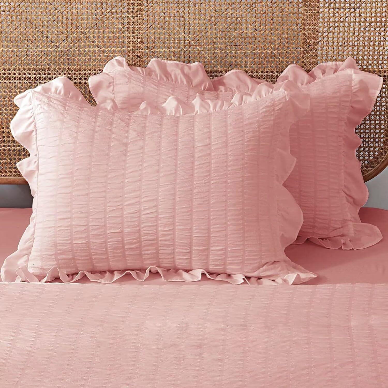 ダブル、ピロケース、2枚セット、まくらカバー、43×120㎝、フリル付き