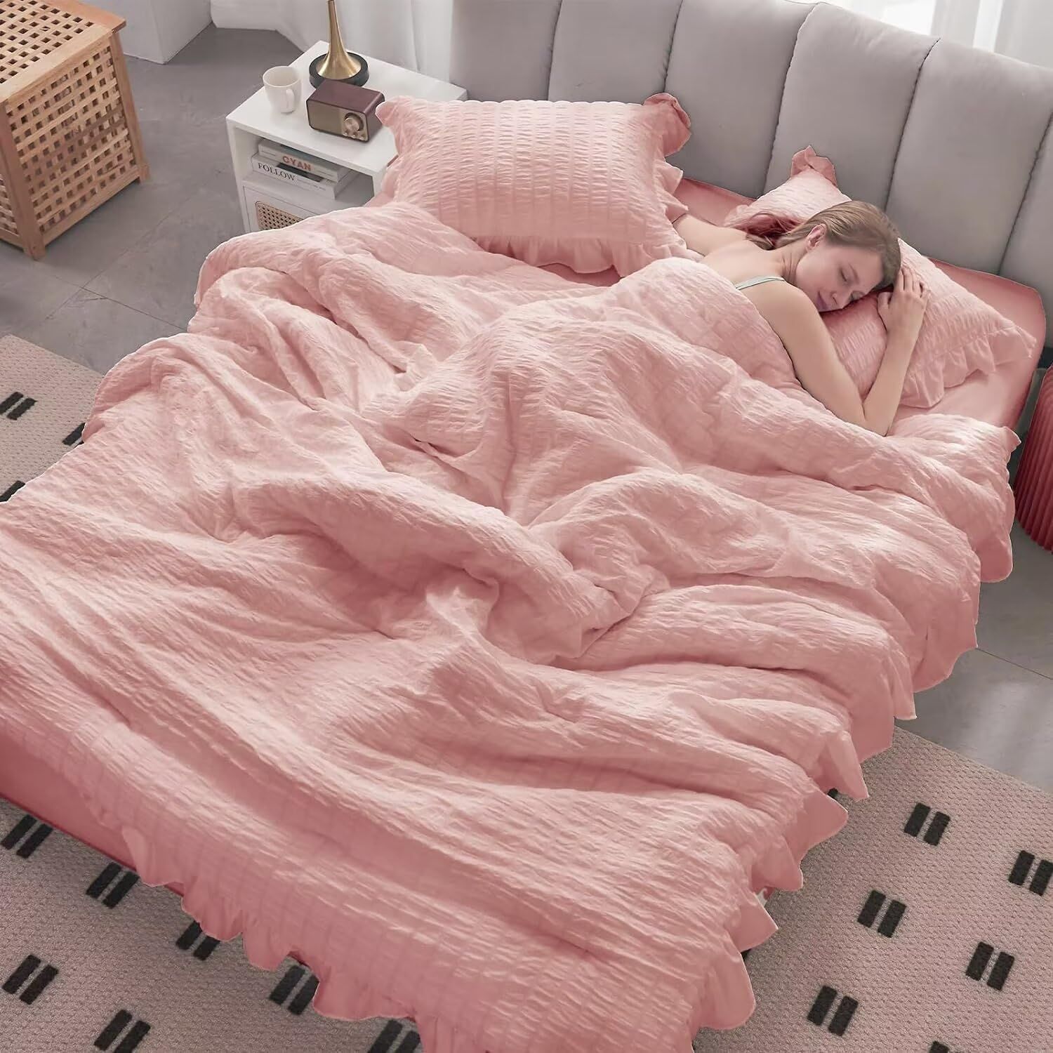 枕カバー 2枚セット ピローケース 35x50 かわいい フリル シアサッカー