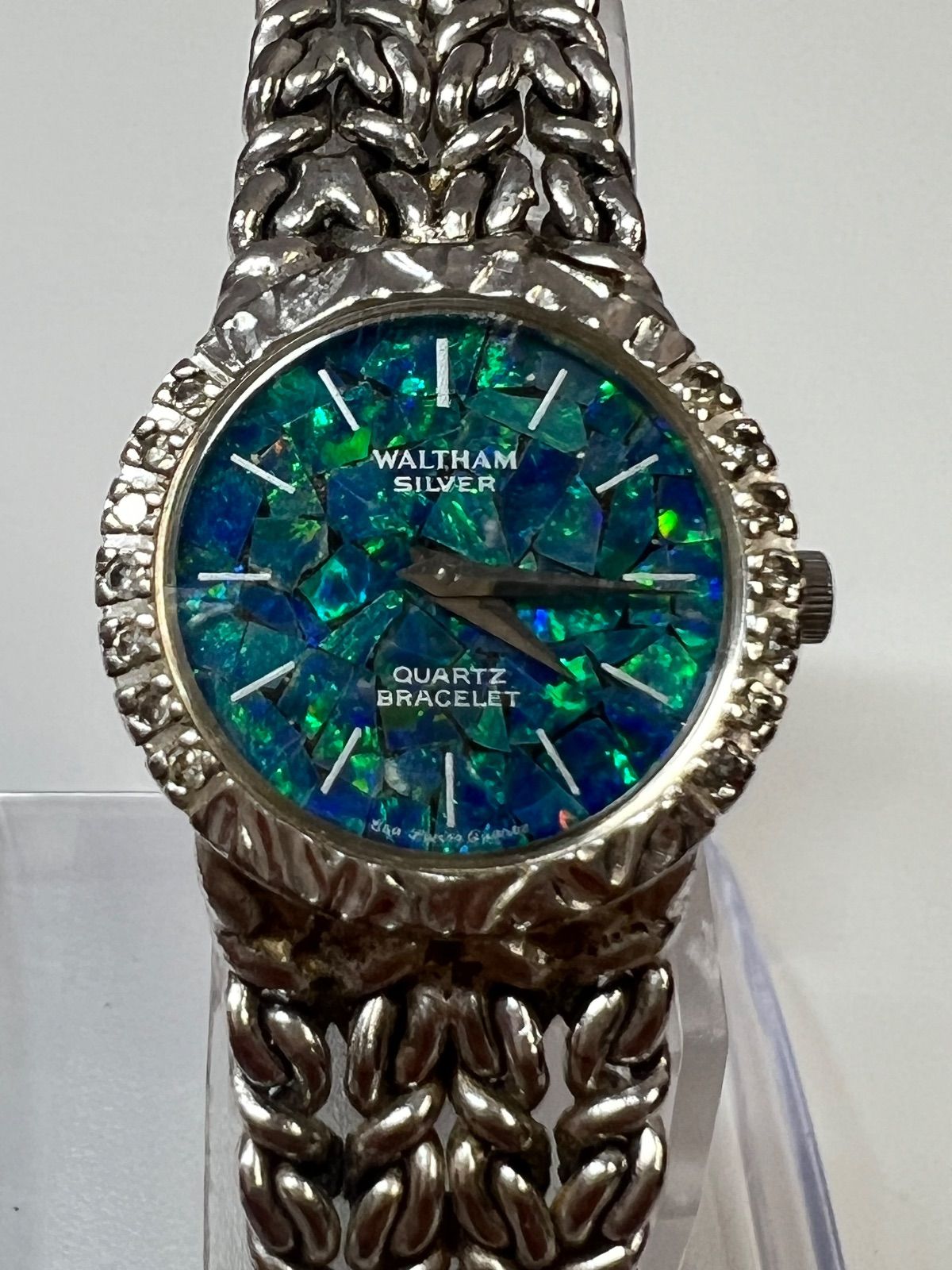 WALTHAM ウォルサム オパールモザイク文字盤 クオーツ時計 SV925 不動