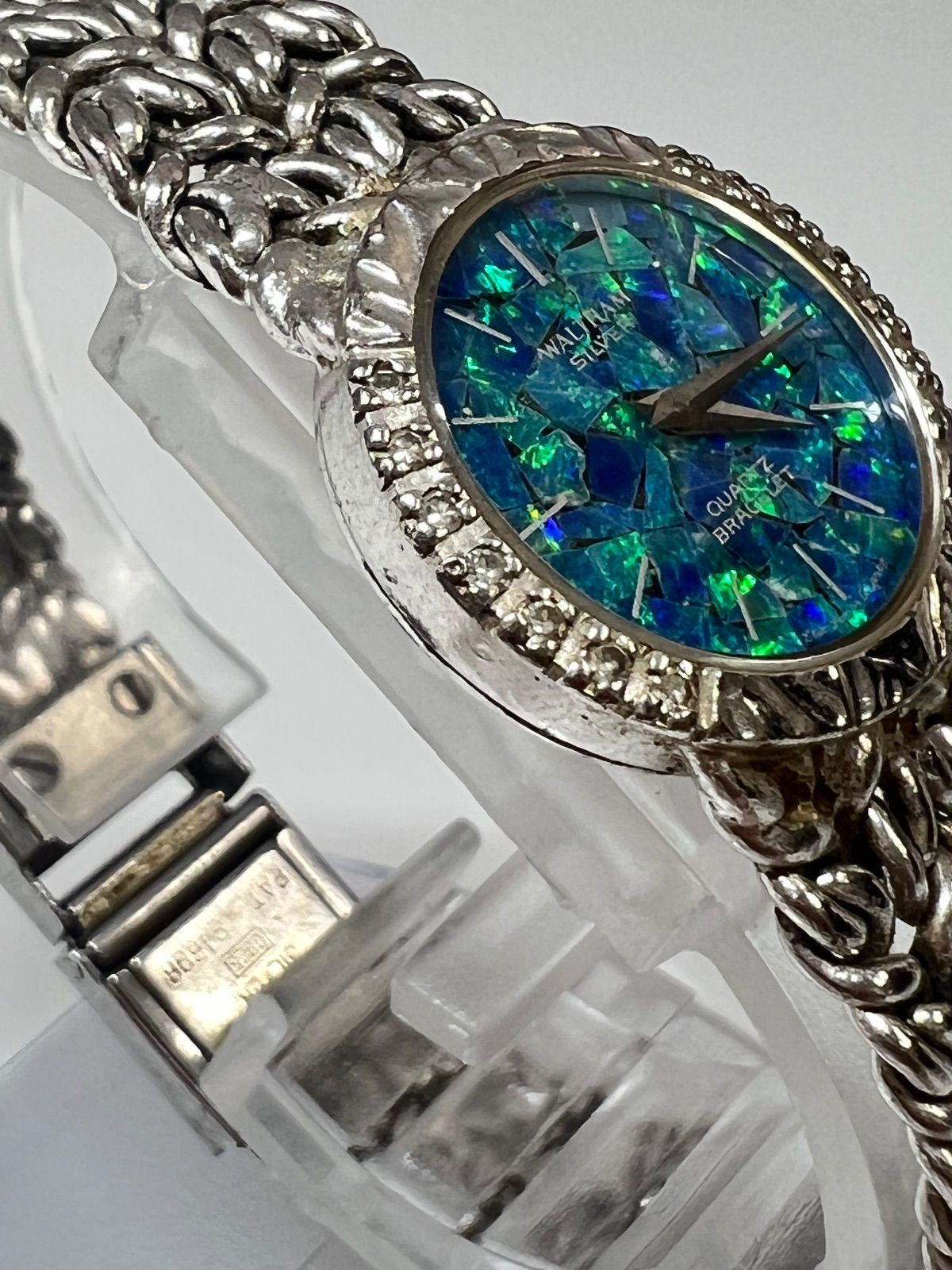 WALTHAM ウォルサム オパールモザイク文字盤 クオーツ時計 SV925 不動