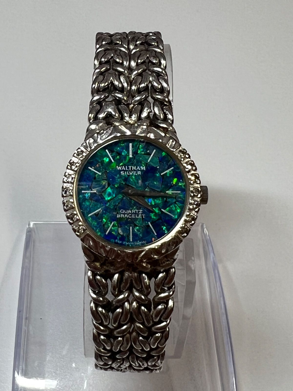 WALTHAM ウォルサム オパールモザイク文字盤 クオーツ時計 SV925 不動