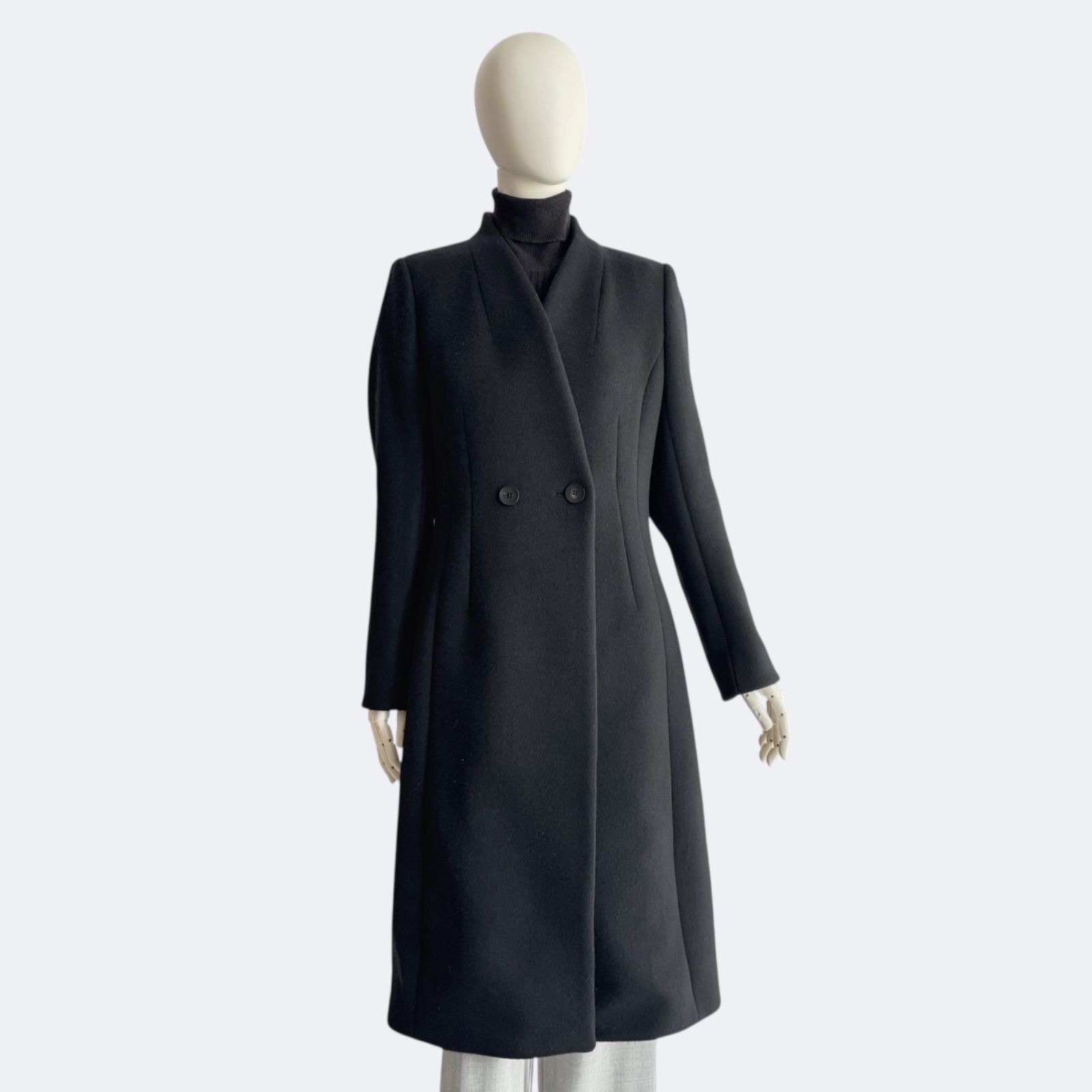 EPOCA】美品 ウールロングコート フォックスファー クリーニング済み40