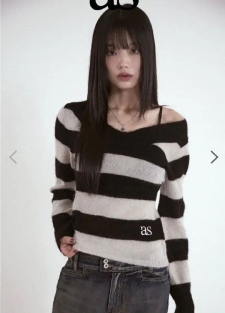 アズオン ポニーニット PONY STRIPE KNIT BLACK