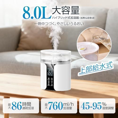 2025革新モデル】 加湿器 スチーム式 大容量 (最大加湿 500ml) 静音
