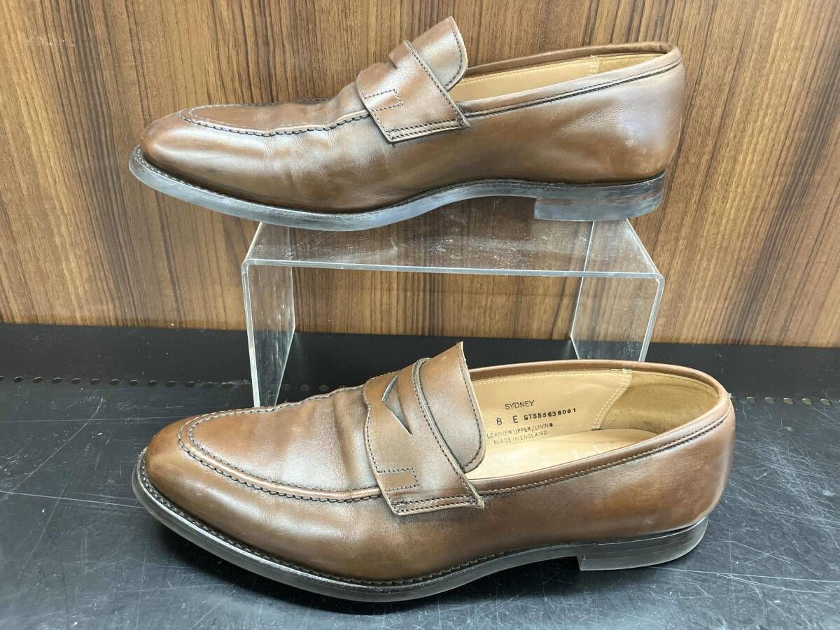 JONES クロケット ジョーンズ ローファー 8インチ 26 cm メンズ レザー コインローファー ブラウン