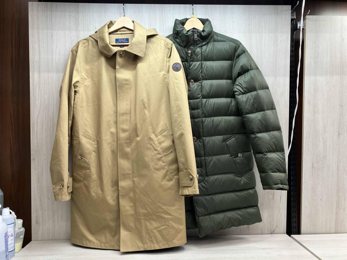 RALPH LAUREN 3 way ステンカラーコート ダウンコート S フード脱着 ベージュ＆グリーン