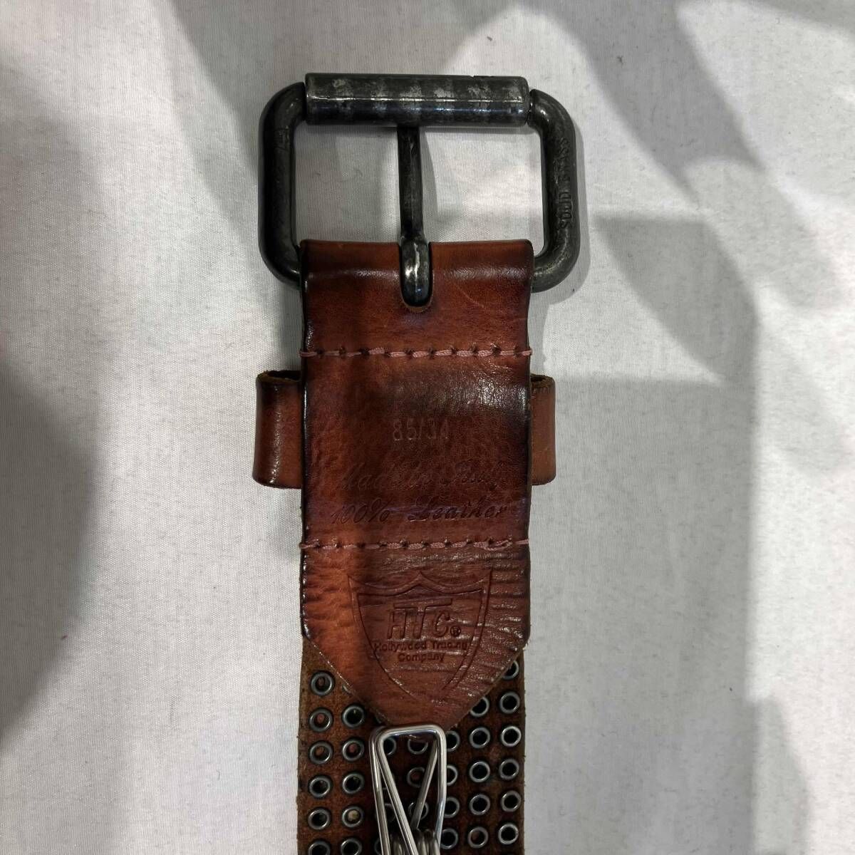 HTC　スタッズベルト　サイズ85/34 HTC スタッズベルト ダークブラウン/ゴールド 85/34inc【付属品完備