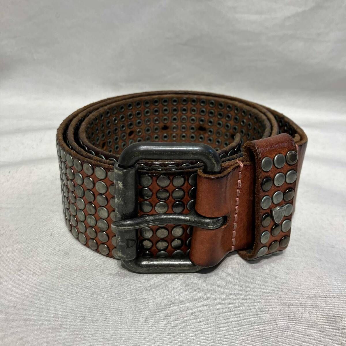 HTC ベルト スタッズベルト size 85/34 ブラウン エイチティーシー