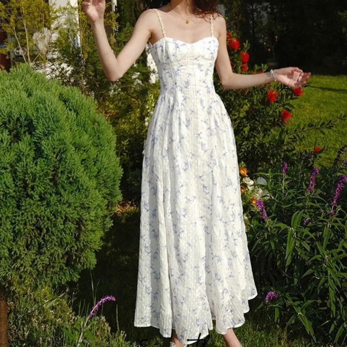  Sサイズ Since Then ブライト ノースリーブワンピース リゾートフローラルロングワンピース 長袖 七分袖 その他