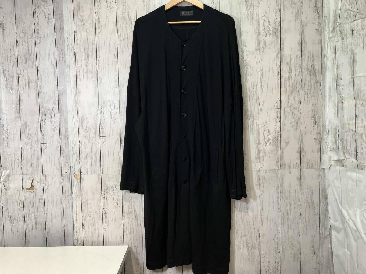 YOHJI ヨウジヤマモト RAYON JERSEY LONG レーヨンジャージーノーカラーロングカーディガン ブラック 3