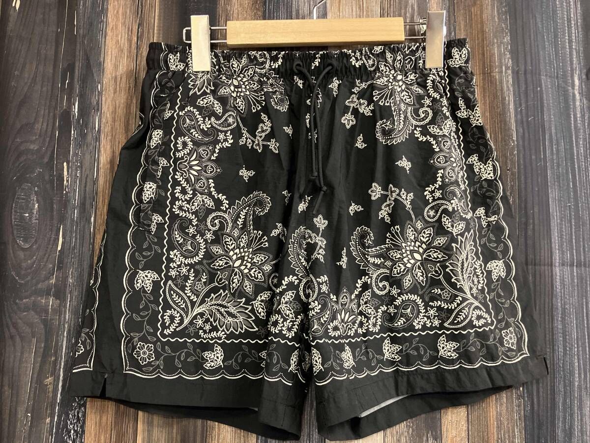 24 SS KITH キス ハーフパンツ スイムショーツ ブラック バンダナ柄 M
