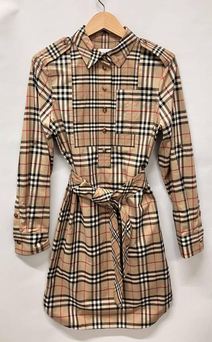 ノバチェック ベルト付き長袖ワンピース 8029535 バーバリー