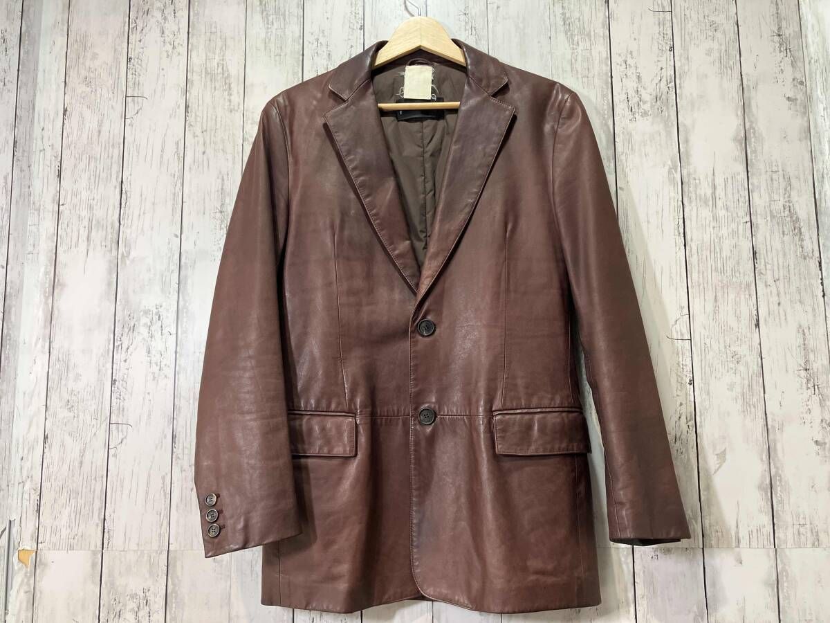 RUFFO ルッフォ イタリア製 レザーテーラードジャケット バーガンディ系