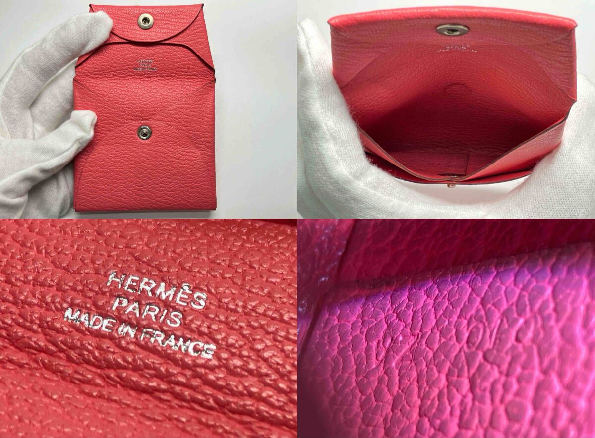 HERMES バスティア X刻印 010 ZA ピンク コインケース エルメス
