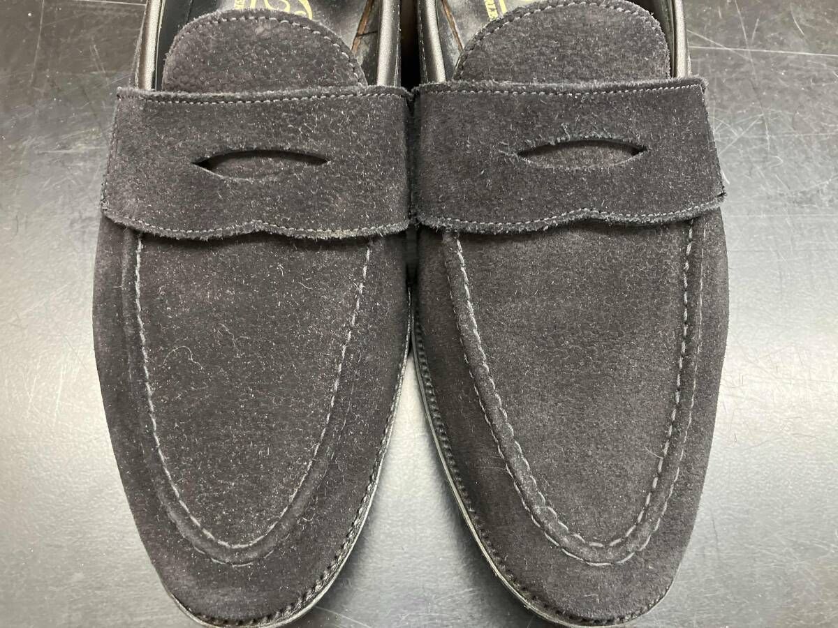  GEORGE ジョージクレバリー ローファー スエード 26 cm メンズ コインローファー ブラック ローファー ブーツ 革靴