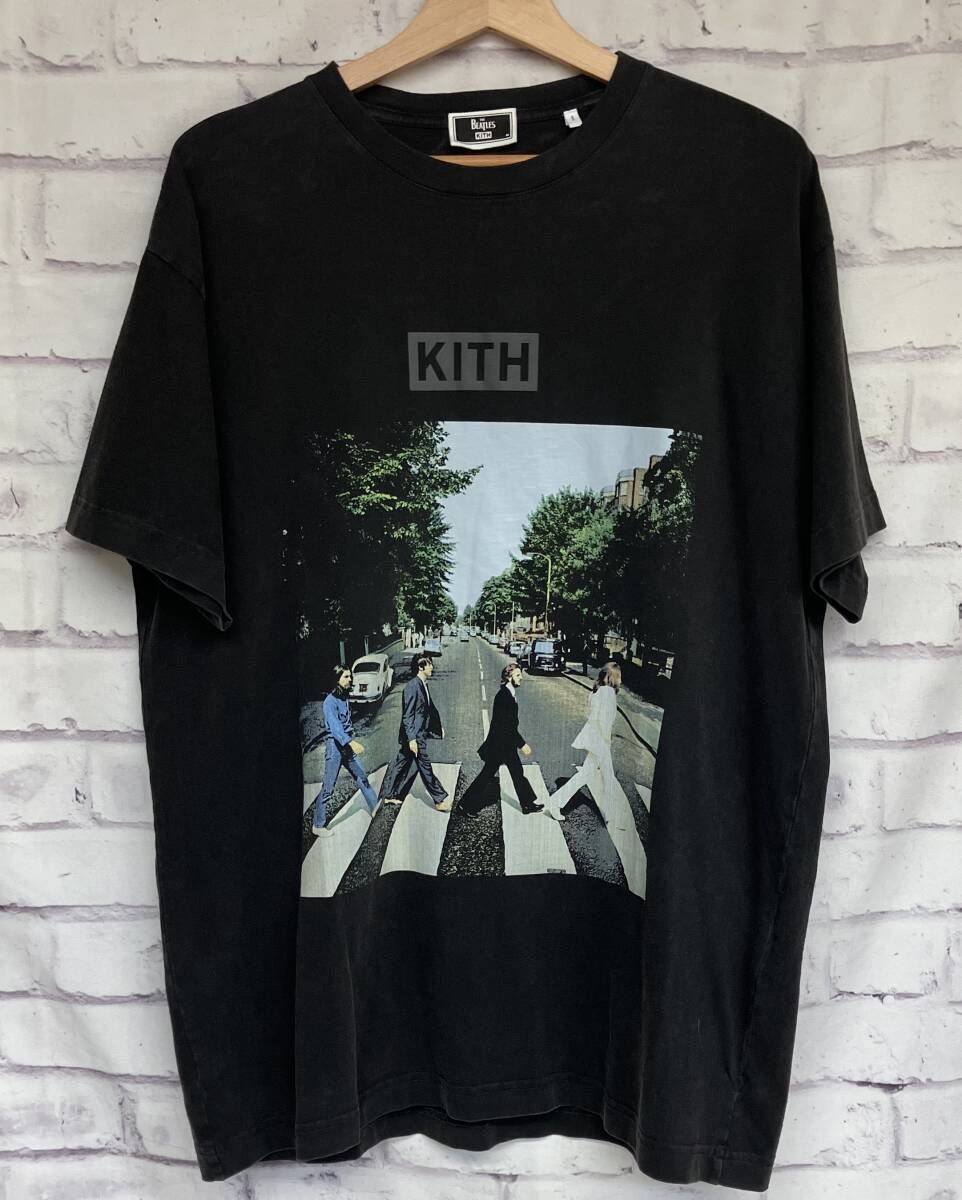 KITH キス THE BEATLES ビートルズ Abbey Road Tee Mサイズ プリントT バンT ブラック コットン ヴィンテージ加工 メンズ 夏