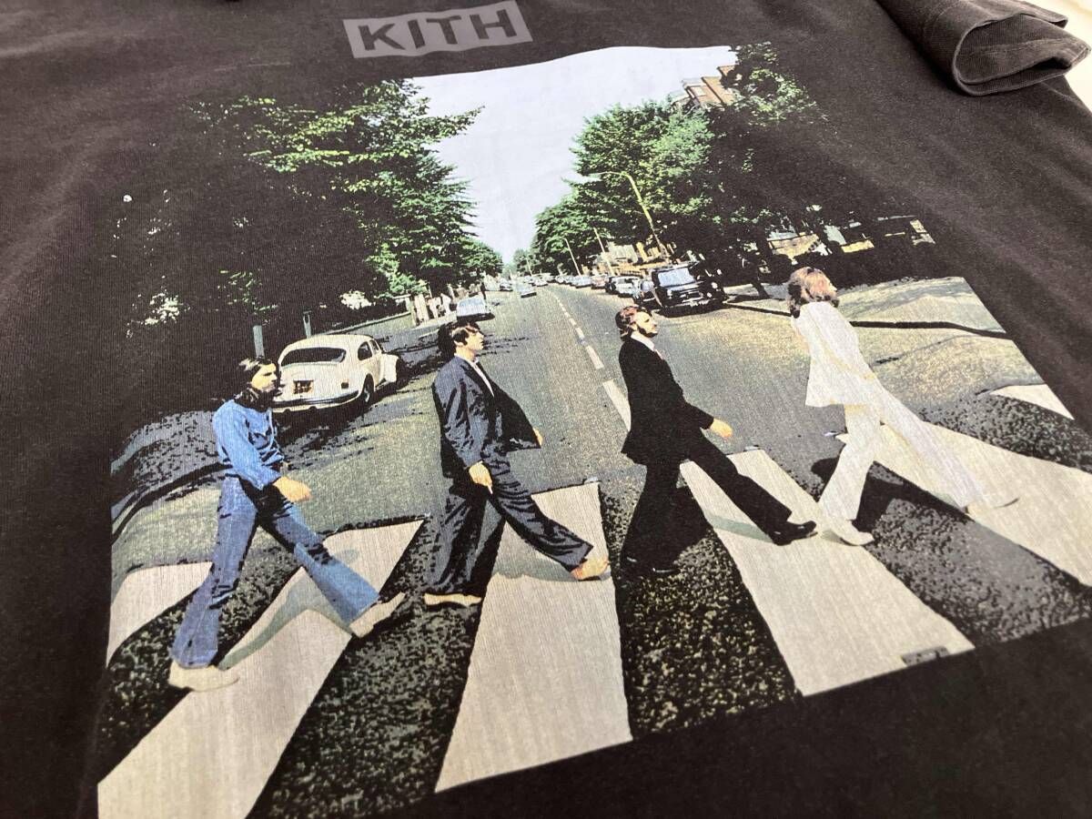  KITH キス THE BEATLES ビートルズ Abbey Road Tee Mサイズ プリントT バンT ブラック コットン ヴィンテージ加工 メンズ 夏 Tシャツ アパレル ミュージシャン