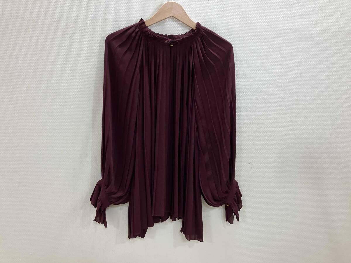 Cloth Cross 襟無しプリーツブラウス ブラウス プリーツ ボルドー F 春