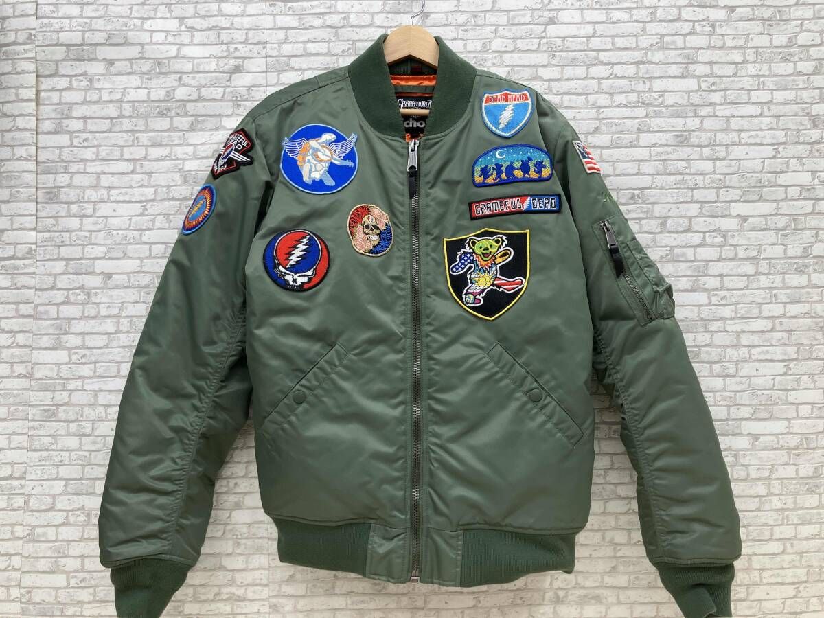 Schott ショット Grateful Dead グレイトフル デッド MA 1 ボンバージャケット サイズM カーキ 刺繍 ワッペン スカル