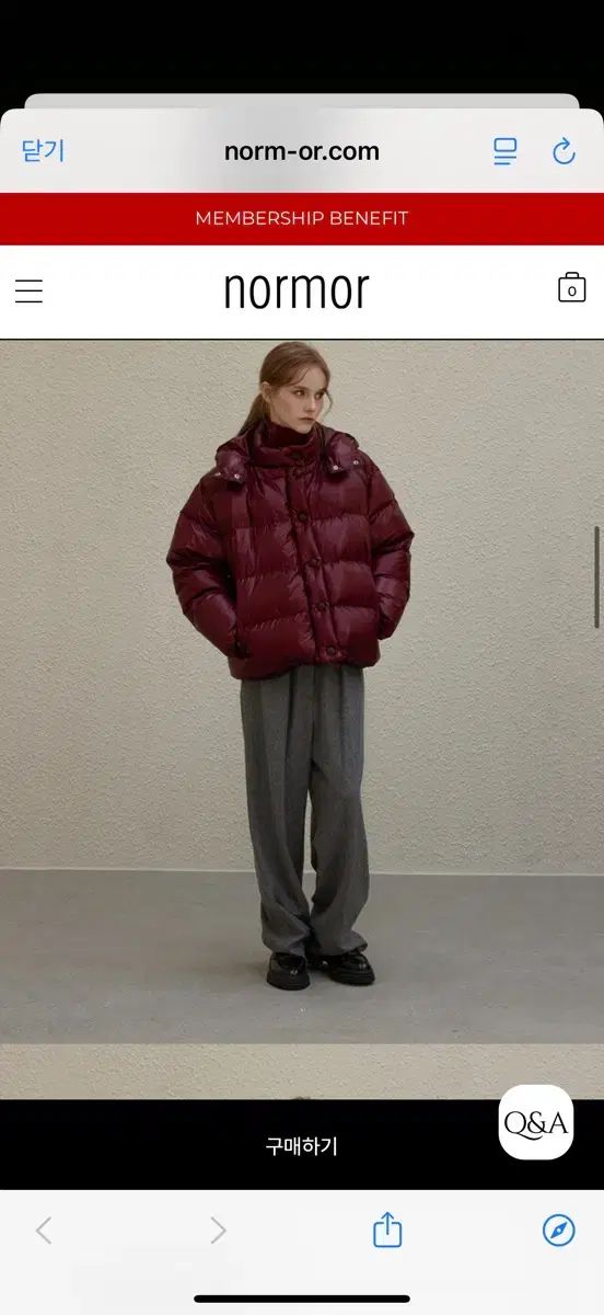 ノマー BURGANDY パファー ダウン