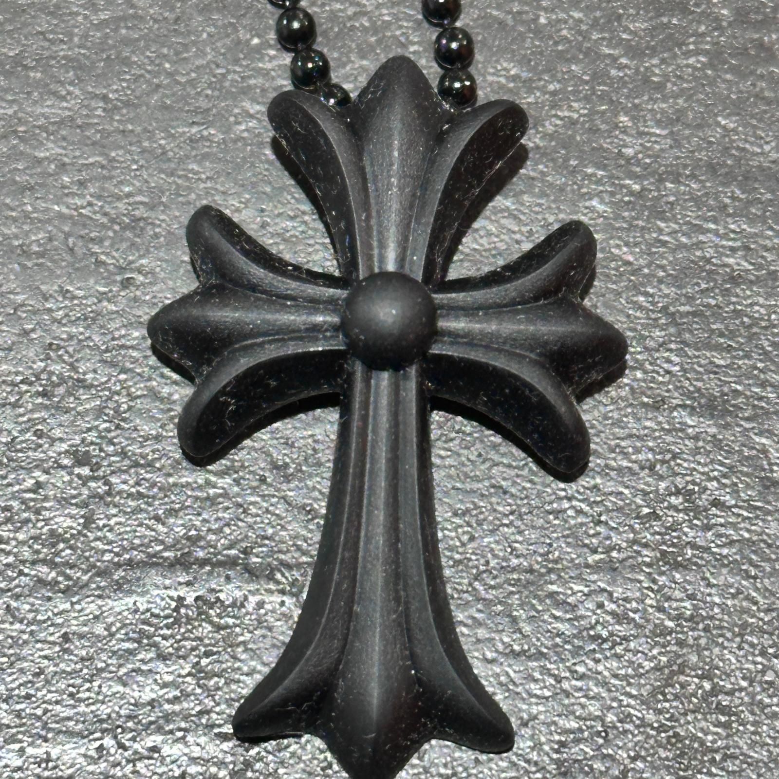 未使用 CHROME HEARTS ラバーネックレス シリコン クロス ネックレス