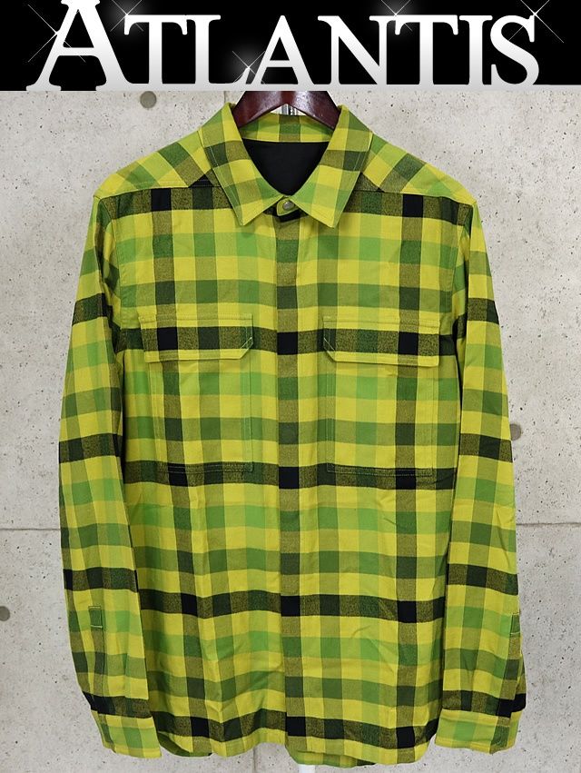 RICK OWENS リックオウエンス チェックシャツ 長袖 メンズ size 40 グリーン系 101268