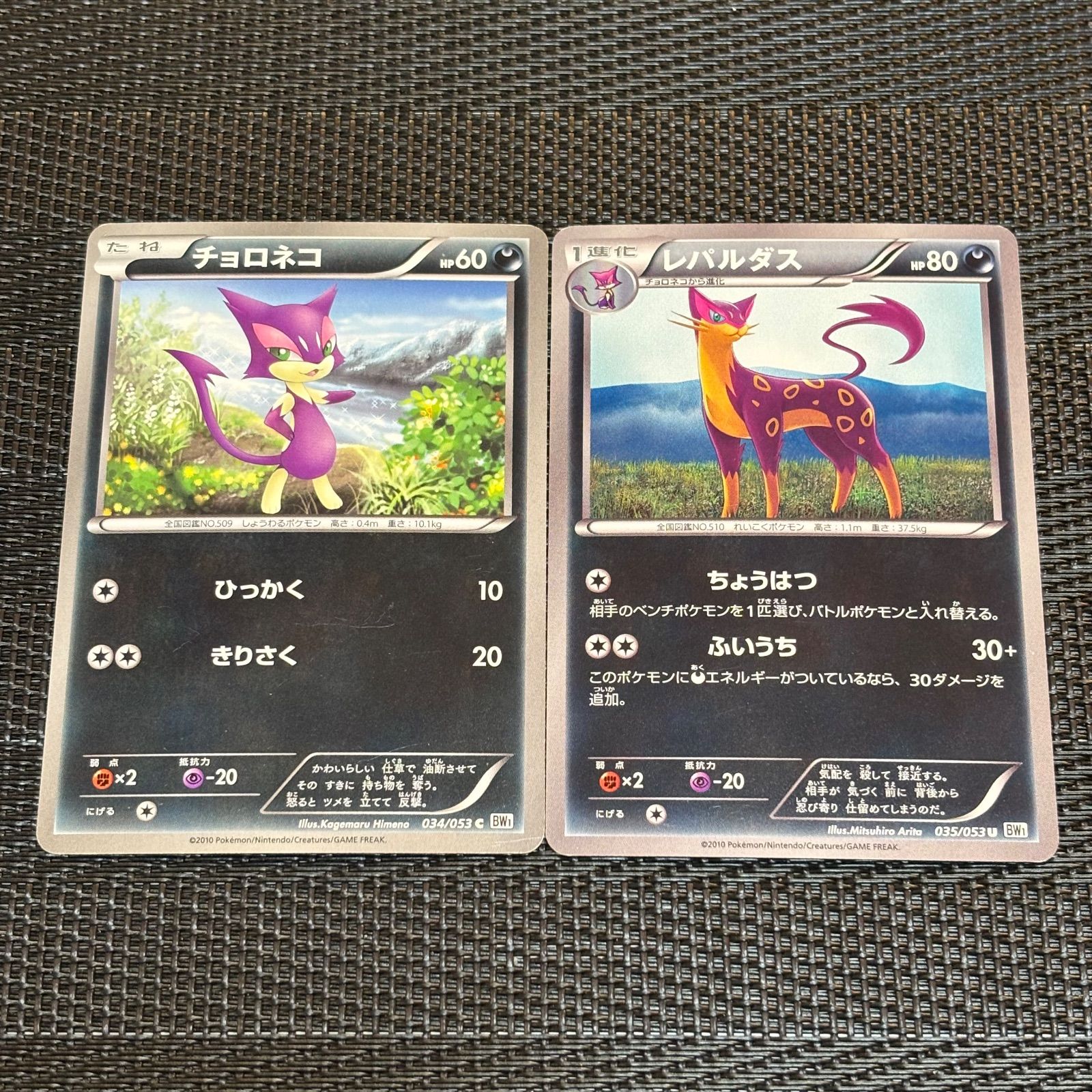 260104】ポケモンカード BW1 悪 チョロネコ レパルダス 2枚 2010年