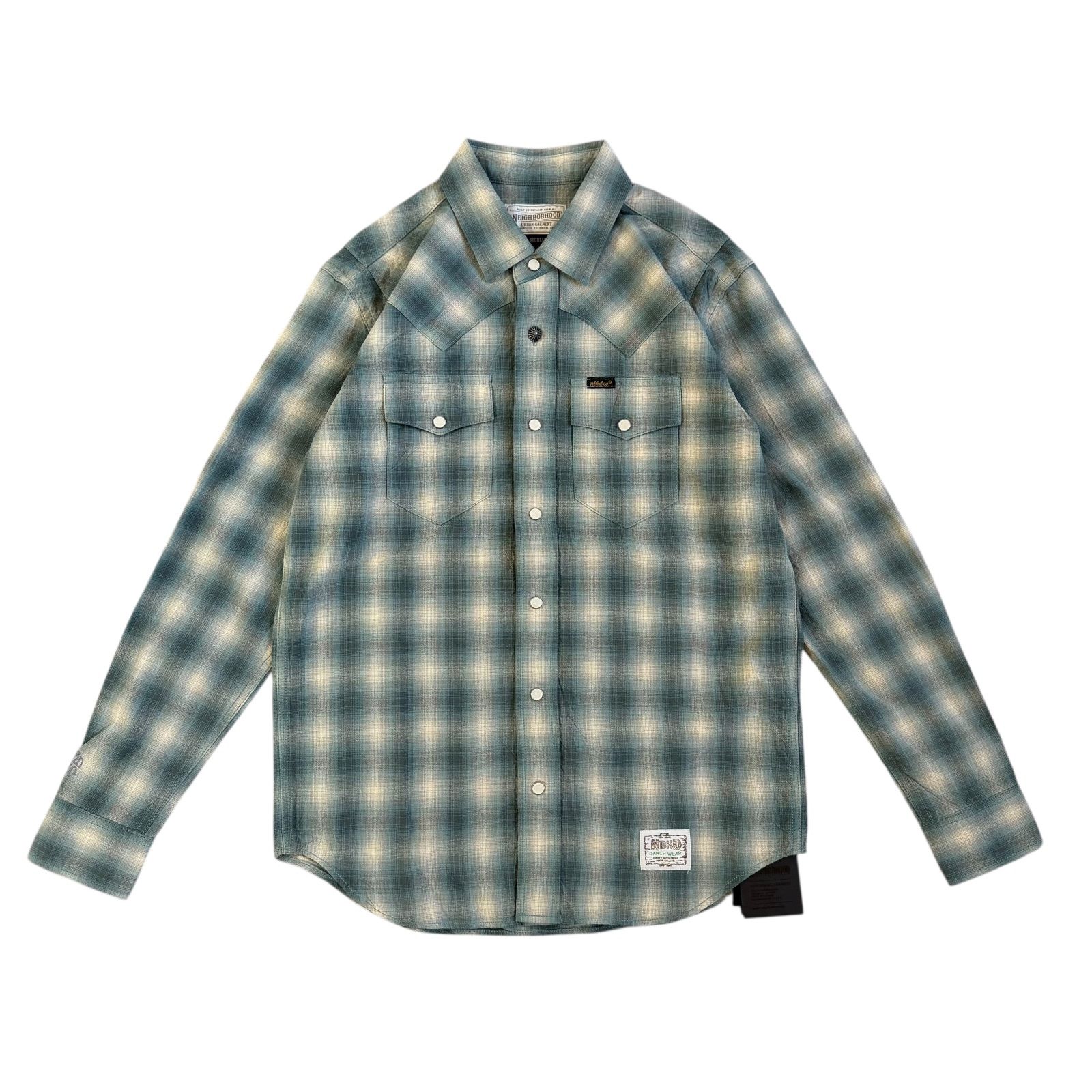 NEIGHBORHOOD ネイバーフッド オンブレチェック ウエスタンシャツ 装飾ボタン ♥タグ付き Sサイズ 日本製