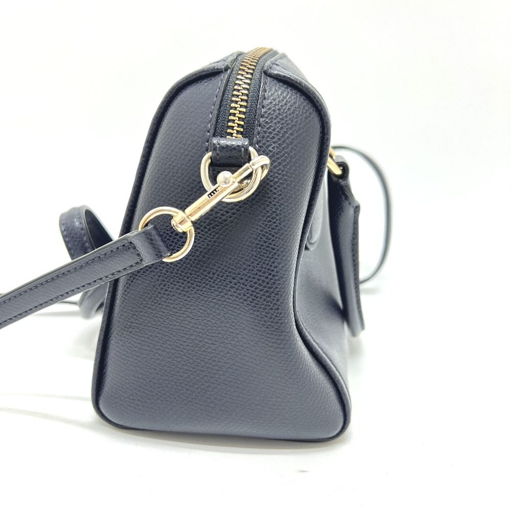 COACH コーチ ボストンバッグ ロゴ レザー ネイビー - メルカリ