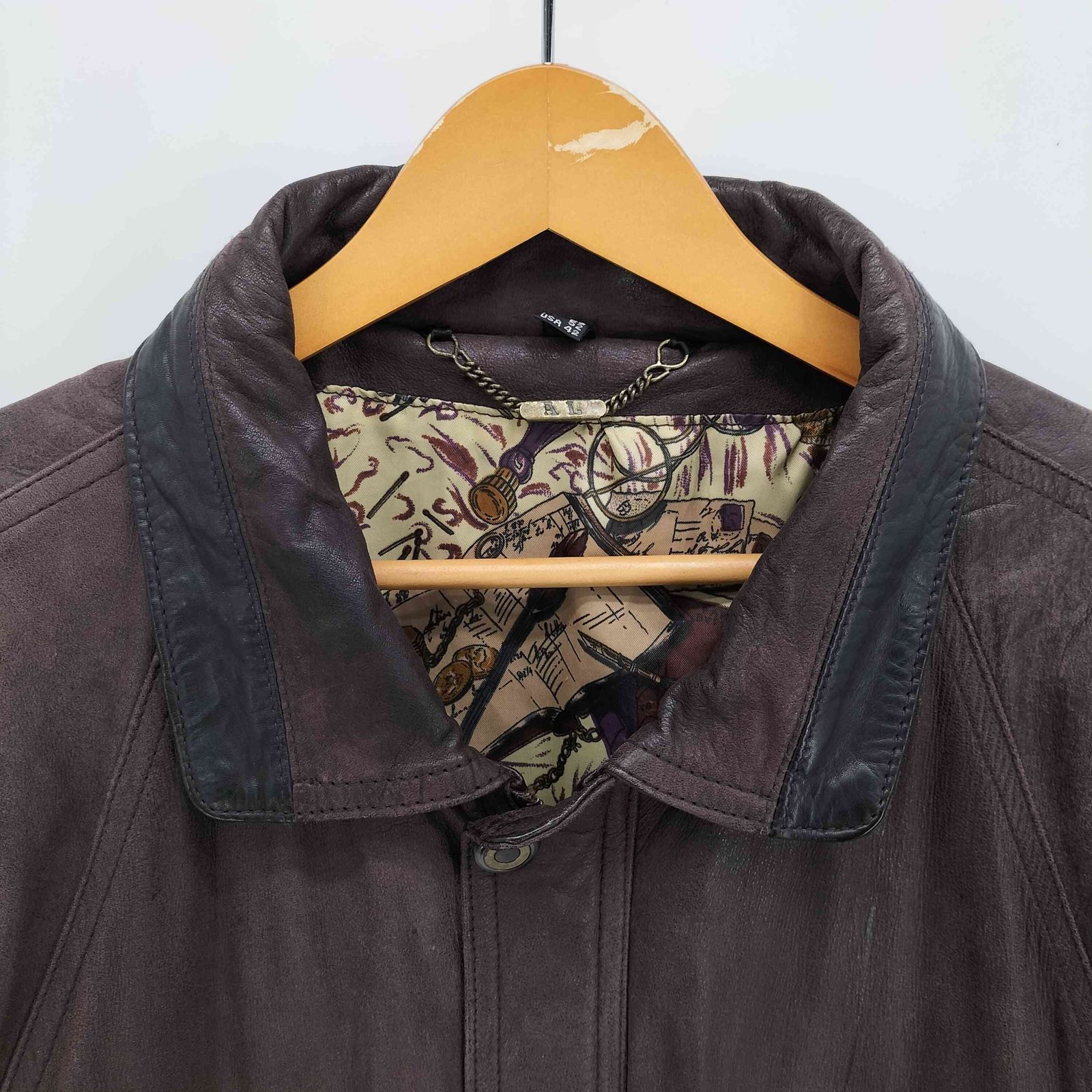 ユーズドフルギ USED古着 AL 裏地総柄 レザー カーコート マルチ