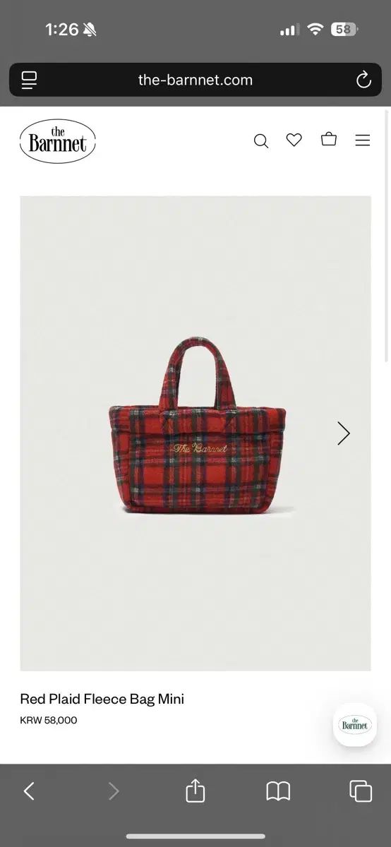 ザ バーネット レッド フリース ミニバッグ Red Plaid Fleece Bag Mini