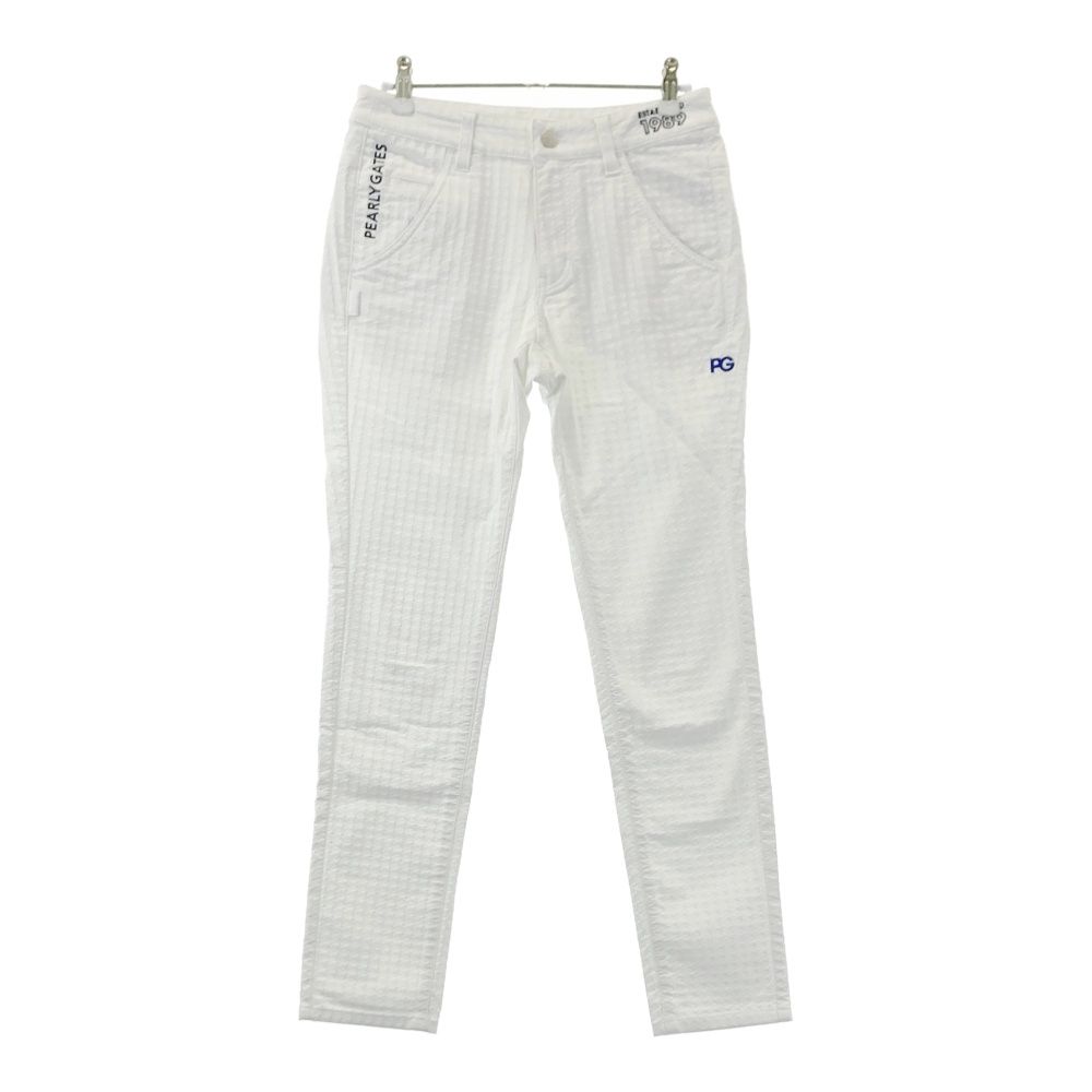 サイズ 0 PEARLY GATES パーリーゲイツ ストレッチ ロングパンツ 総柄 ホワイト系 ゴルフウェア レディース ストスト