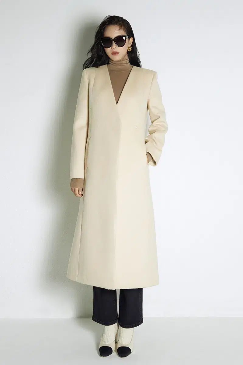 アボアボ ハナボ no 9 ウールコート アイボリー ベルト ロングコート