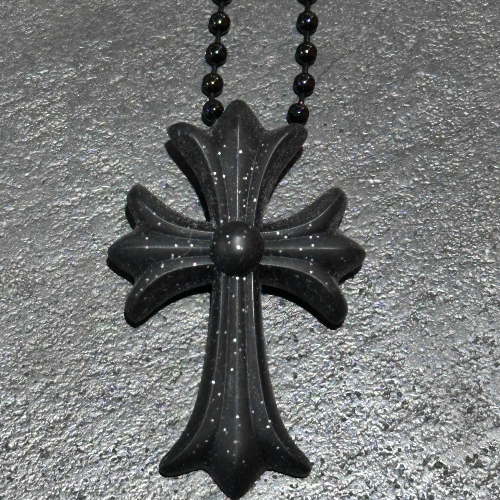 新作】chrome hearts シリコン ラバー ネックレス 黒 ラメ クロム