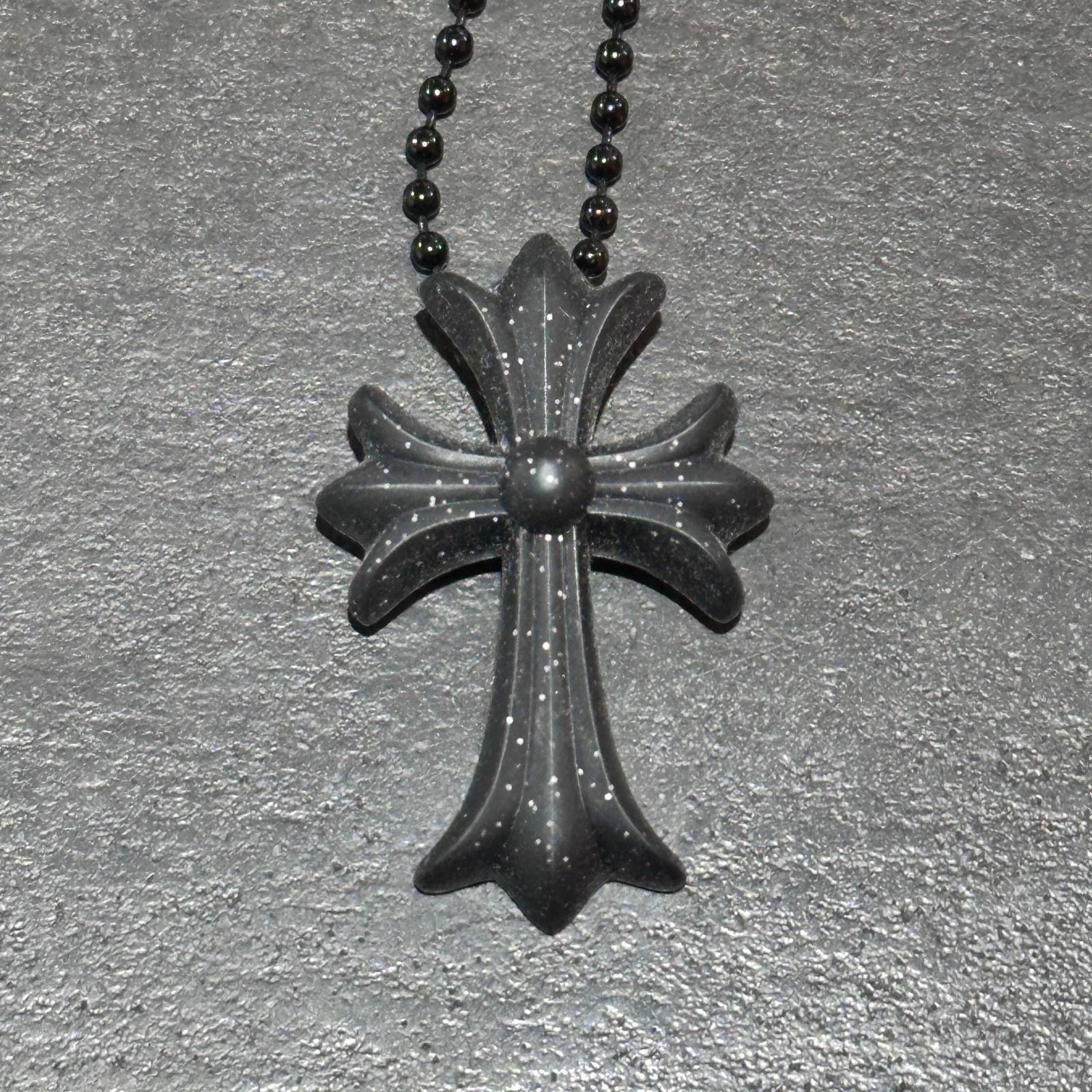 未使用 CHROME HEARTS ラメ ラバーネックレス シリコン クロス