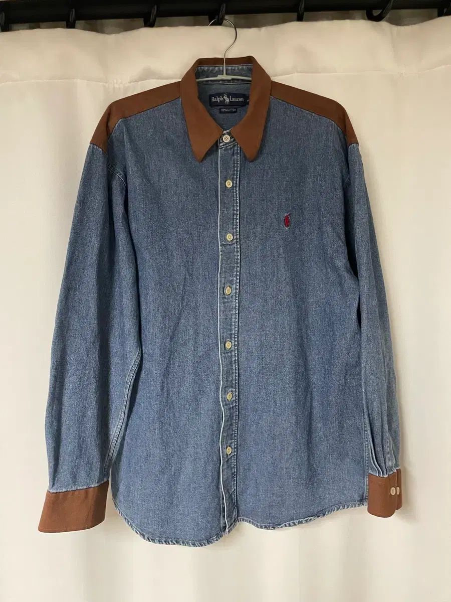 ポロラルフローレン ブラウン スウェード デニムシャツ