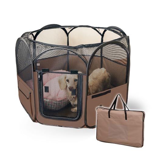 アイリスオーヤマ 犬 サークル ペット 折りたたみ アウトドア 防災 ブラウン 超小型犬 猫用 幅80 奥行80 高さ52 cmmm
