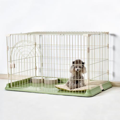 犬 ケージ 犬用サークル ペットケージ ゲージ 屋根付き 幅84 奥行61 高さ56 cm ペットサークル 小型犬 中型犬 ペット用品 ドッグサークル 折りたたみ 組立簡単 室内外兼用 グリーン 84 x 61 56 mm