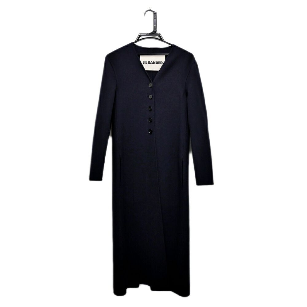 名東 ジルサンダー ロングコート ネイビー カシミヤ アパレル 服